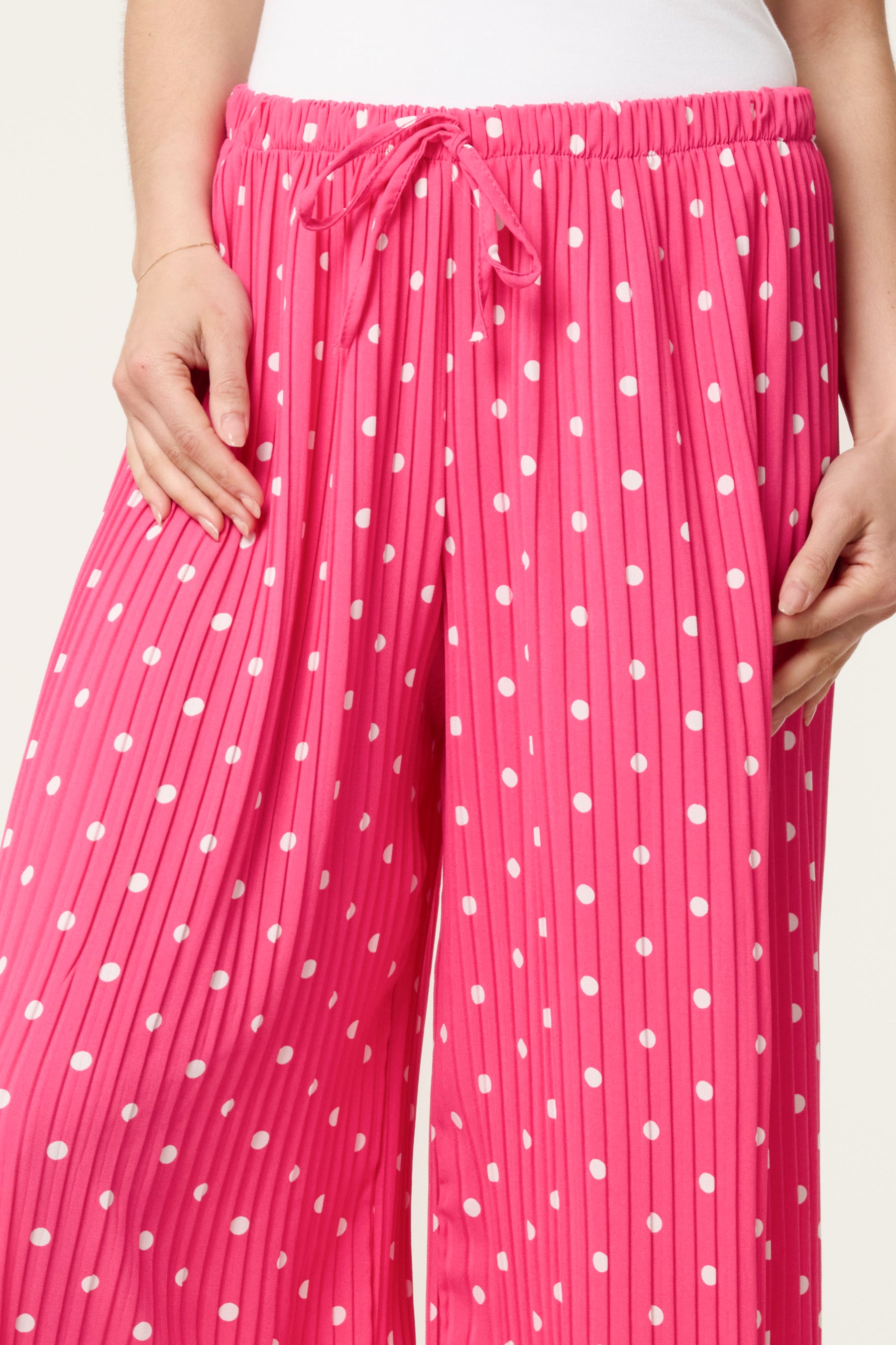 Polka Dot Plisse Culotte Trousers