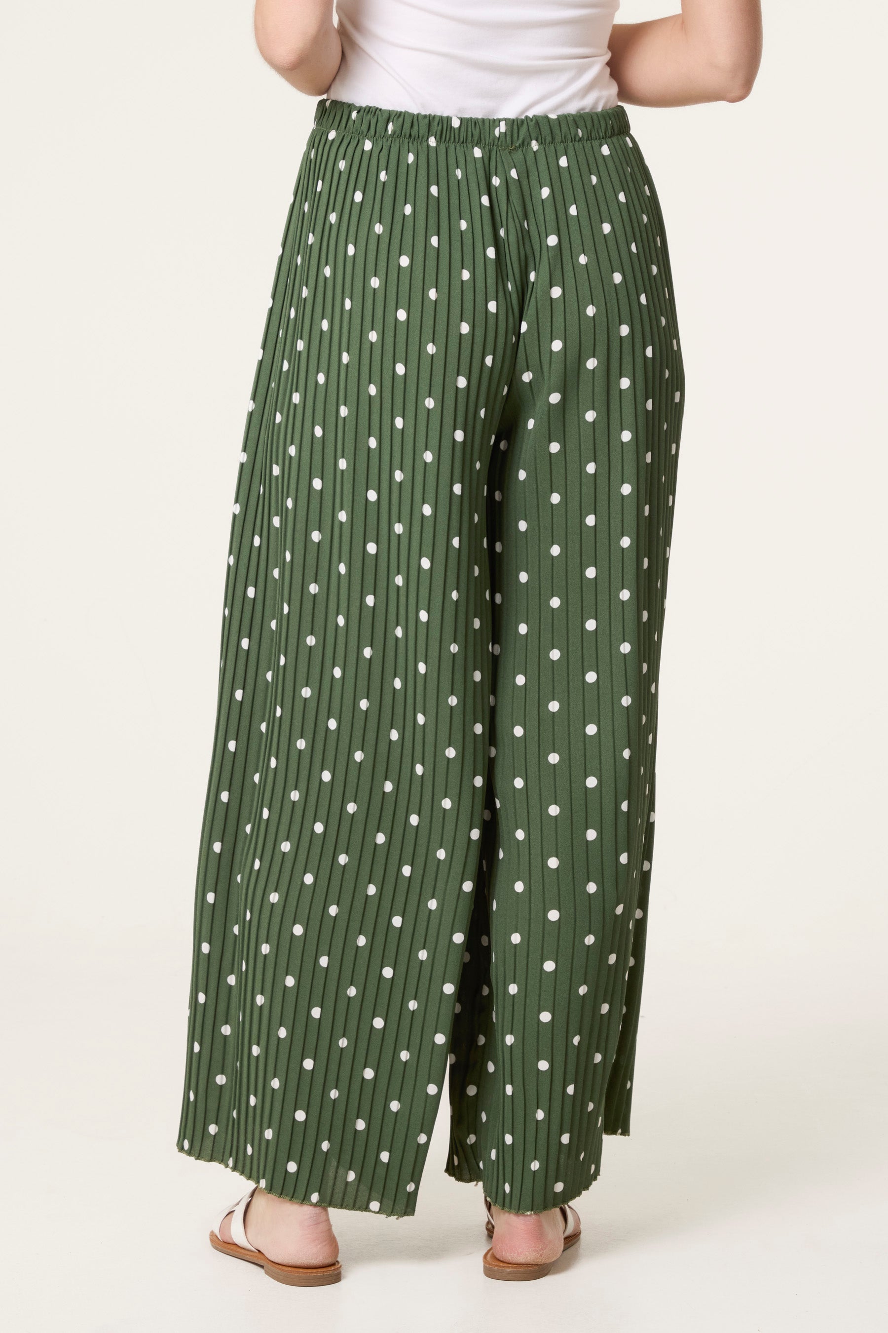 Polka Dot Plisse Culotte Trousers