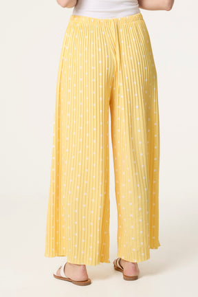 Polka Dot Plisse Culotte Trousers