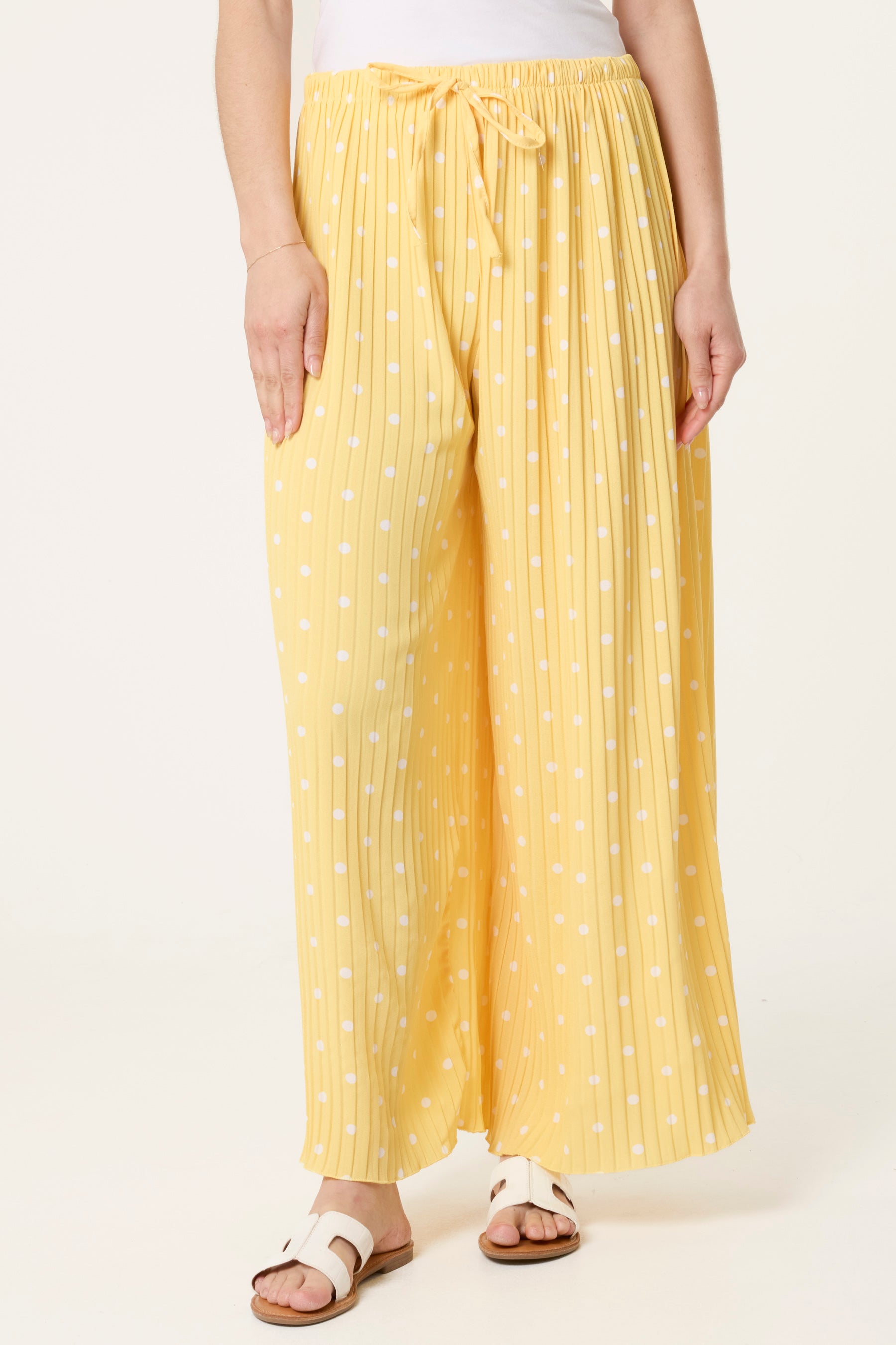 Polka Dot Plisse Culotte Trousers