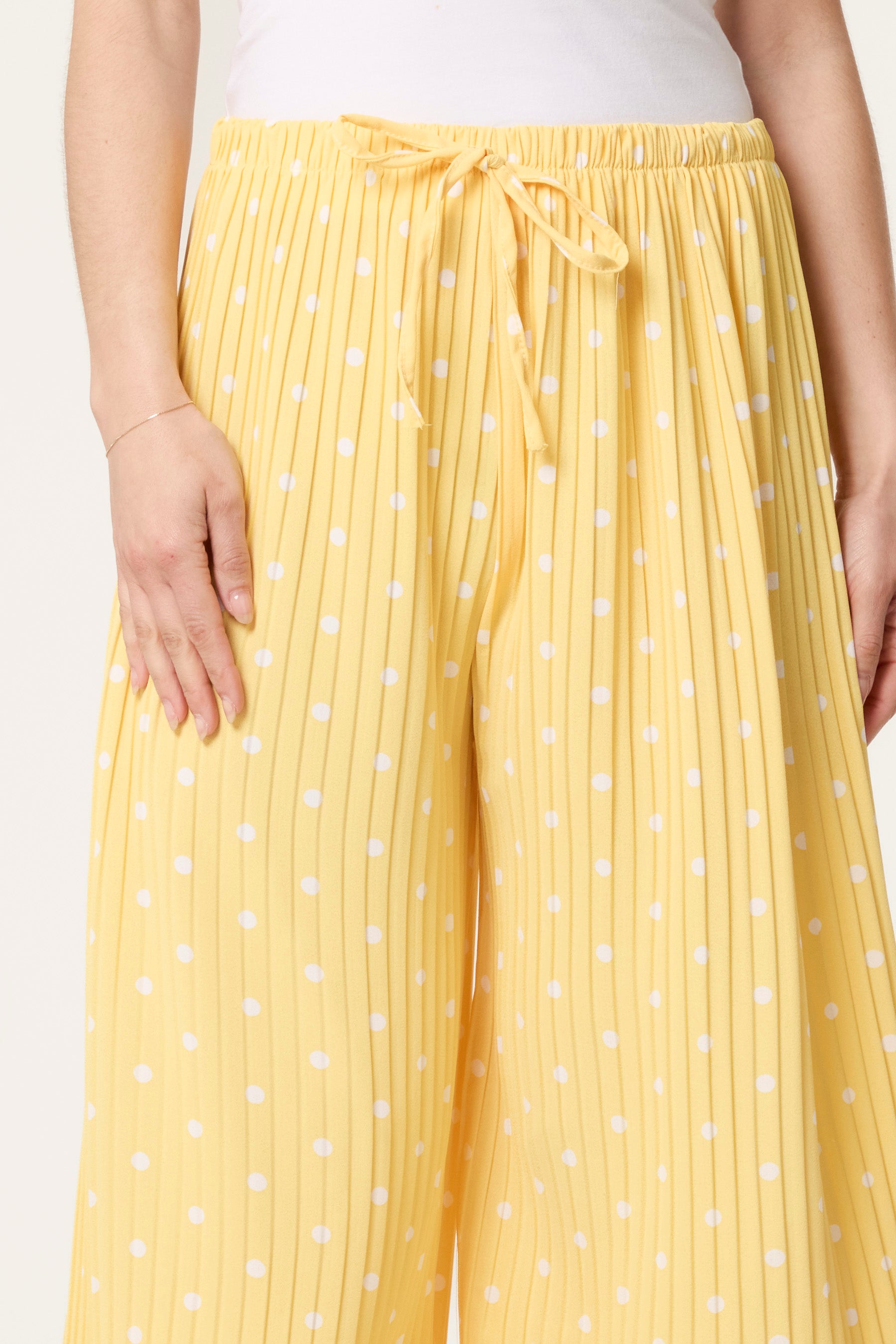 Polka Dot Plisse Culotte Trousers