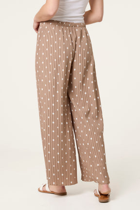 Polka Dot Plisse Culotte Trousers