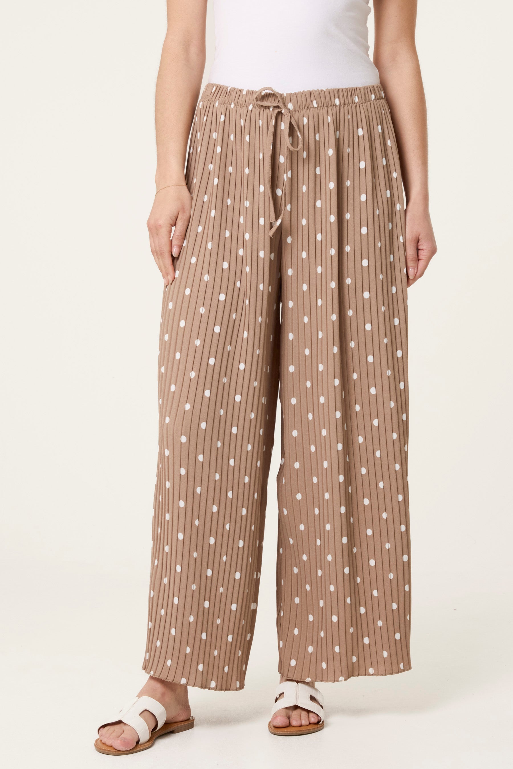 Polka Dot Plisse Culotte Trousers