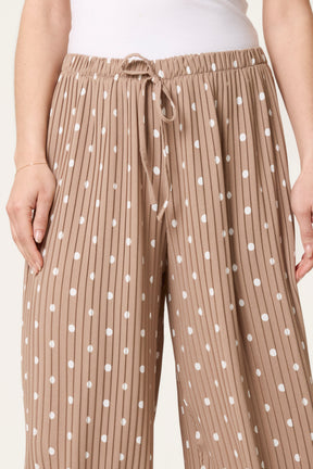 Polka Dot Plisse Culotte Trousers