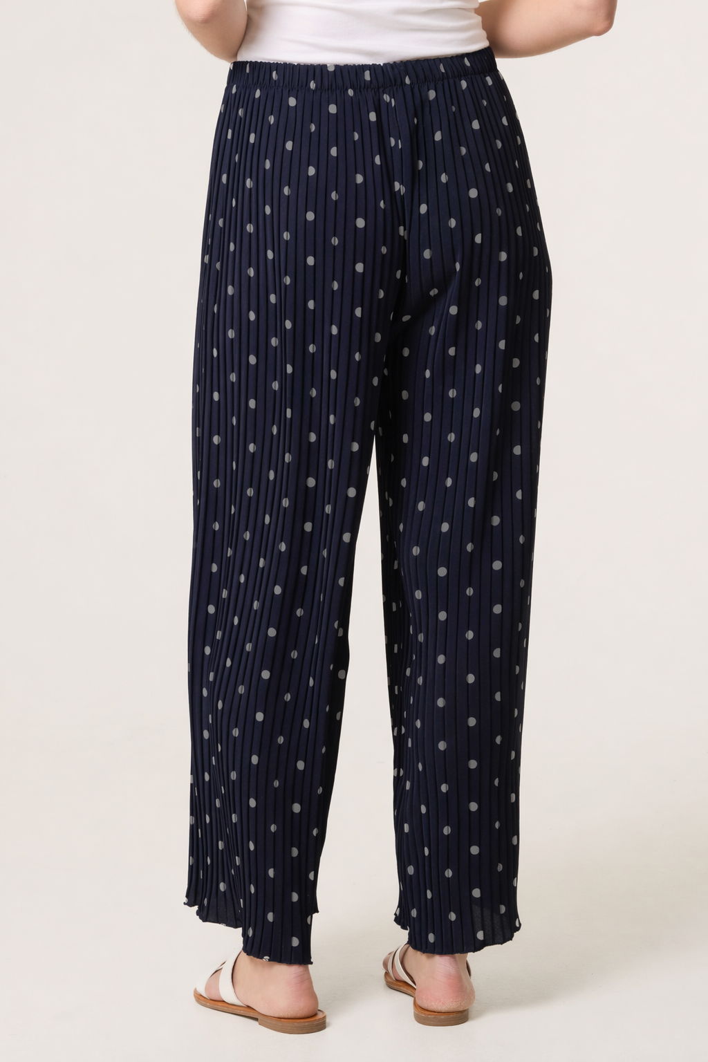 Polka Dot Plisse Culotte Trousers