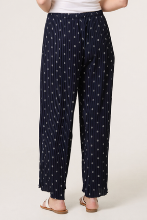 Polka Dot Plisse Culotte Trousers