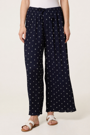 Polka Dot Plisse Culotte Trousers