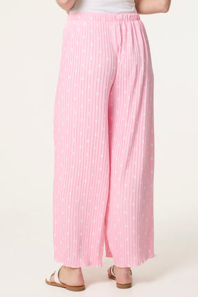 Polka Dot Plisse Culotte Trousers