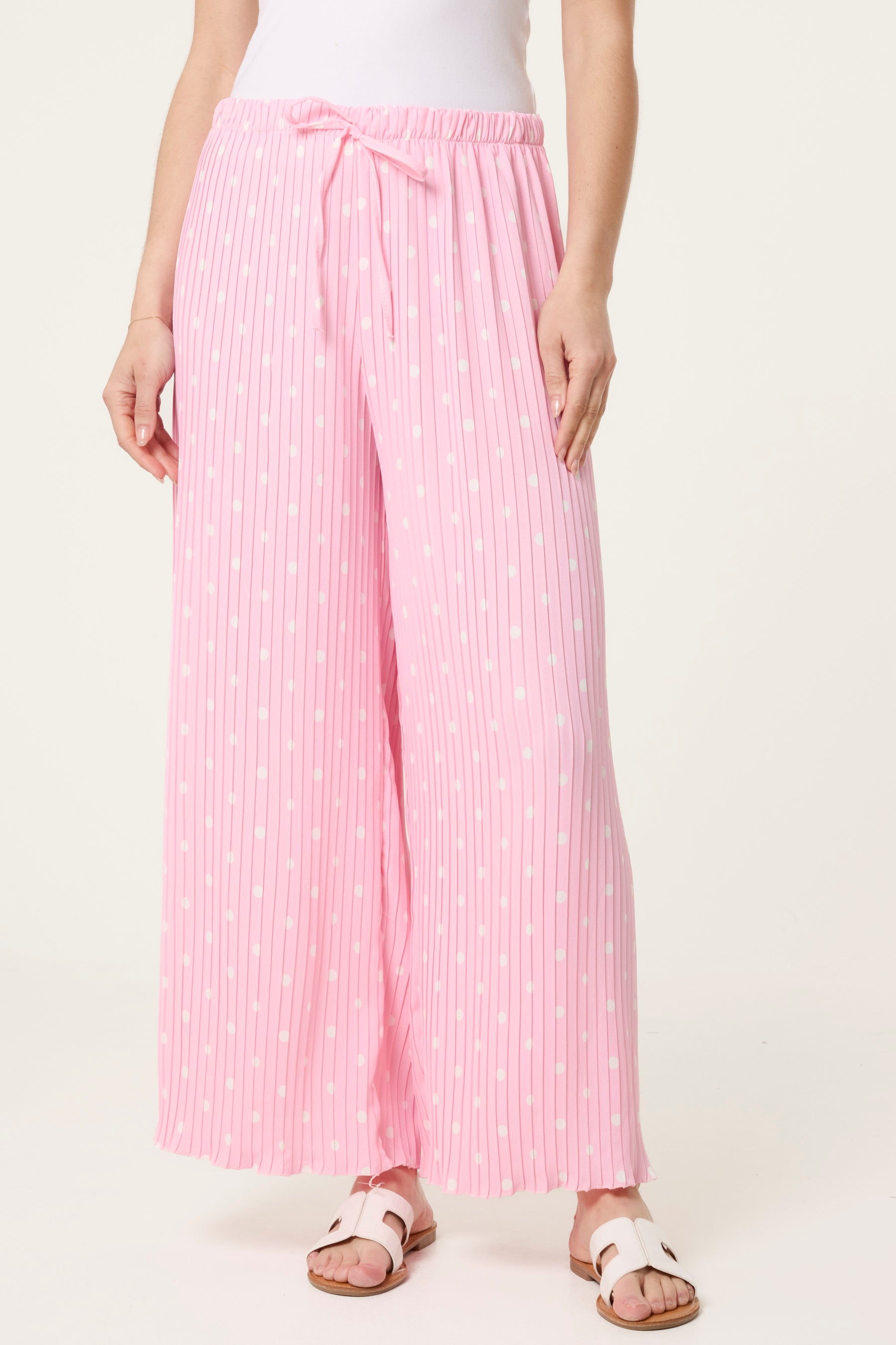 Polka Dot Plisse Culotte Trousers