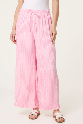 Polka Dot Plisse Culotte Trousers