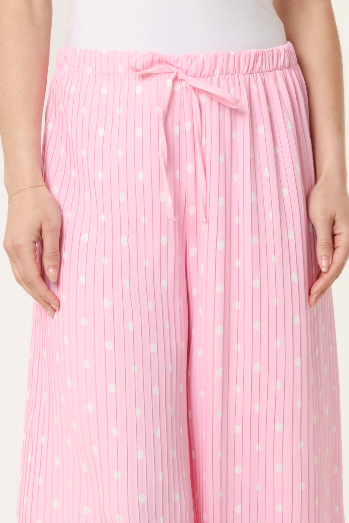 Polka Dot Plisse Culotte Trousers