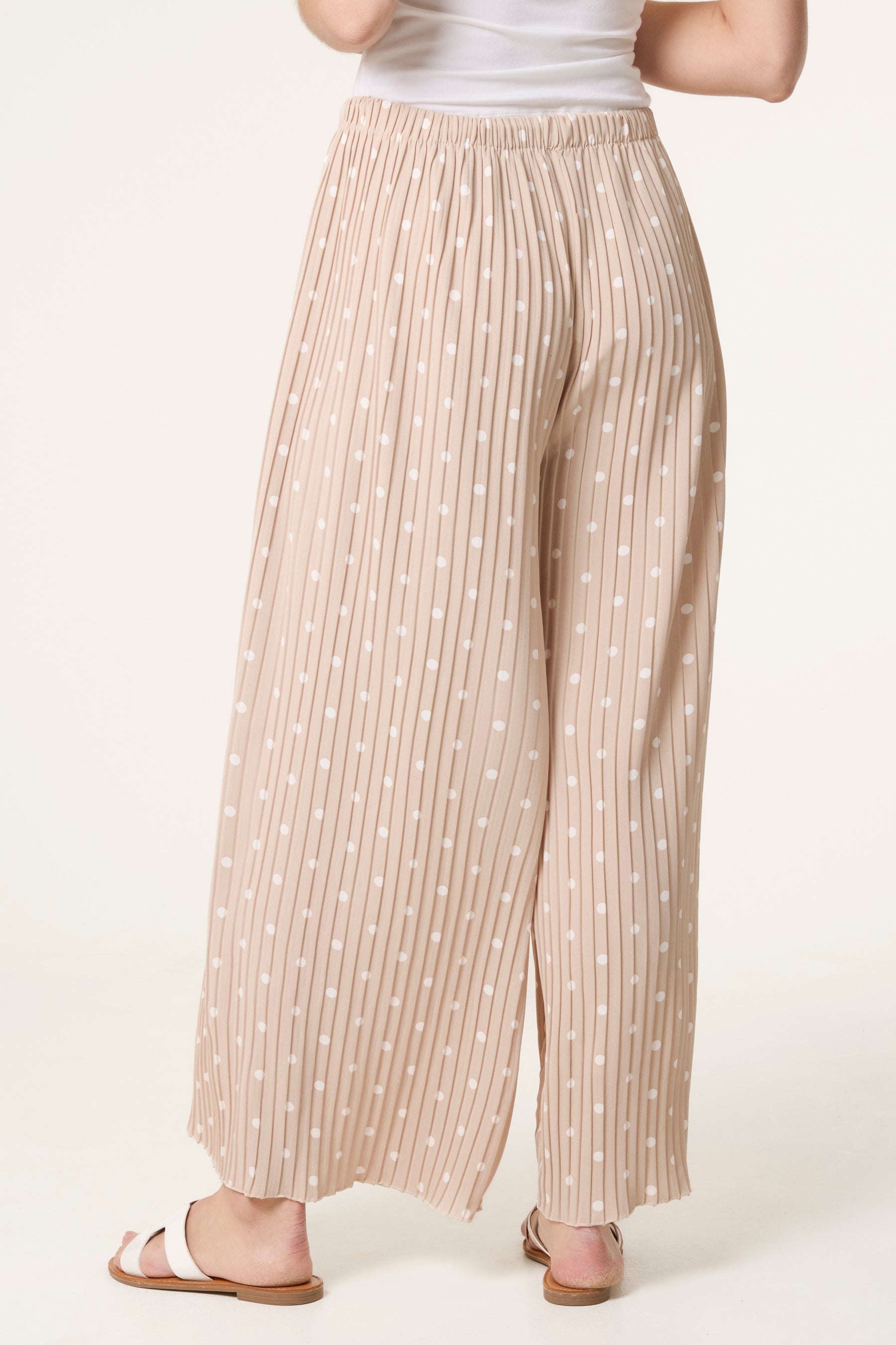 Polka Dot Plisse Culotte Trousers