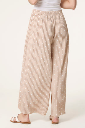 Polka Dot Plisse Culotte Trousers
