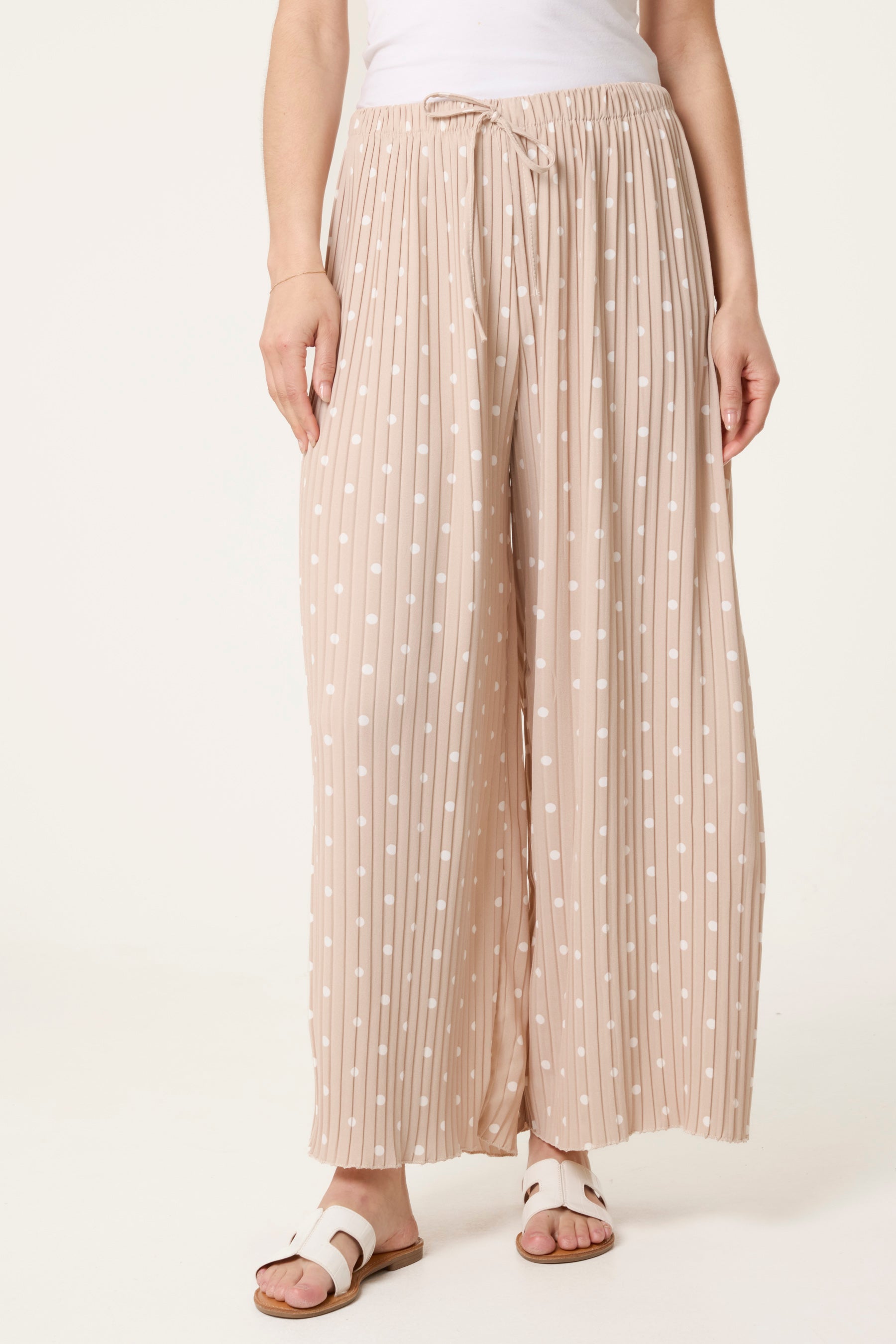 Polka Dot Plisse Culotte Trousers