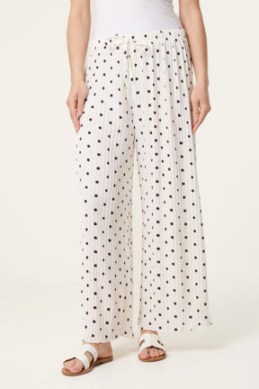 Polka Dot Plisse Culotte Trousers