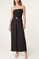 Bandeau Belted Polka Dot Jumpsuit