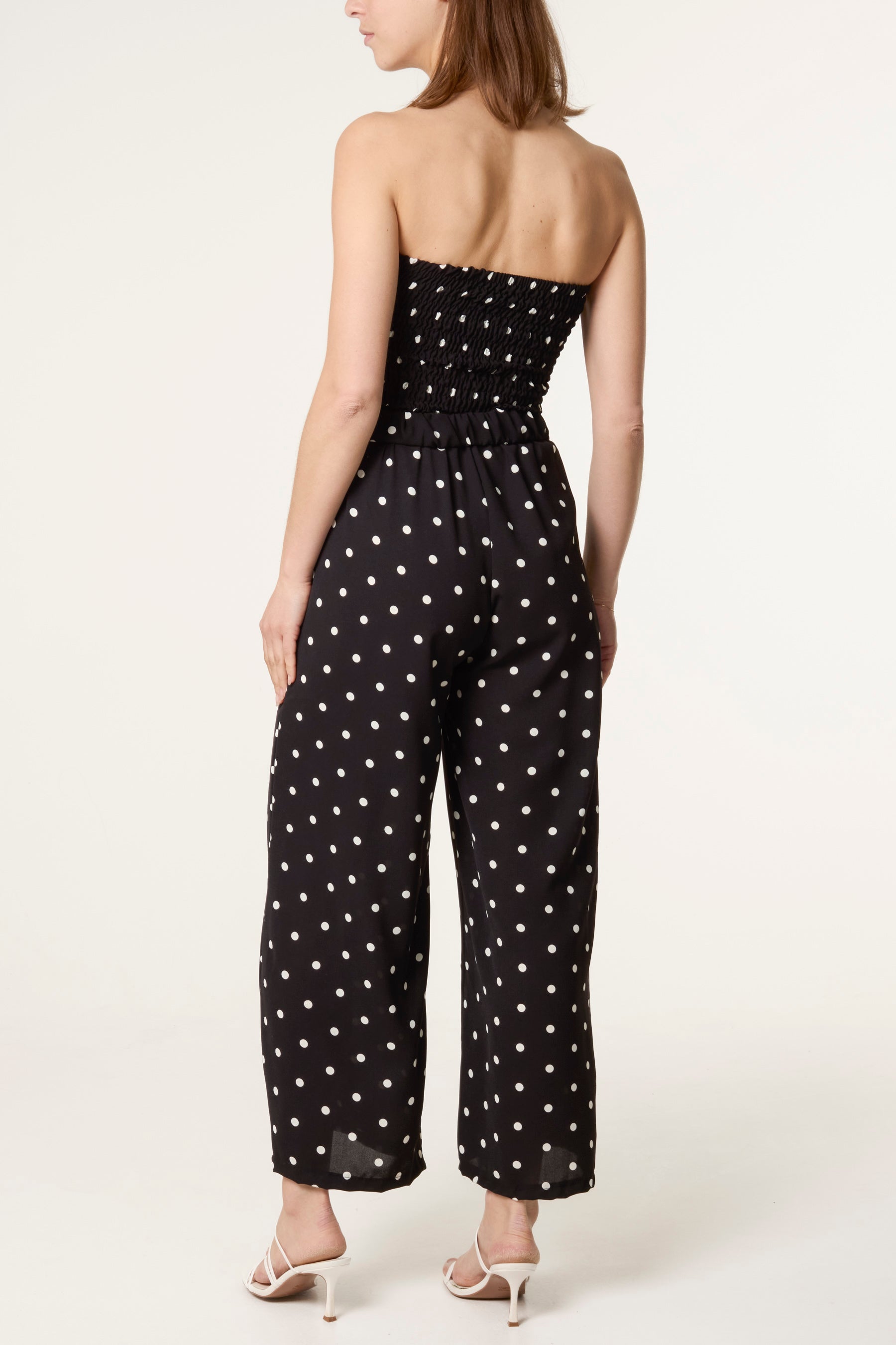 Bandeau Belted Polka Dot Jumpsuit