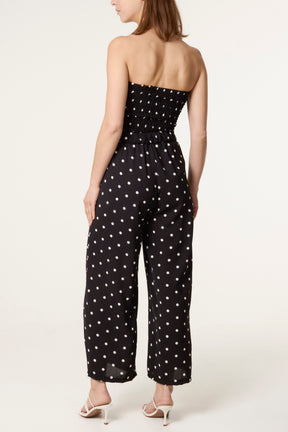 Bandeau Belted Polka Dot Jumpsuit