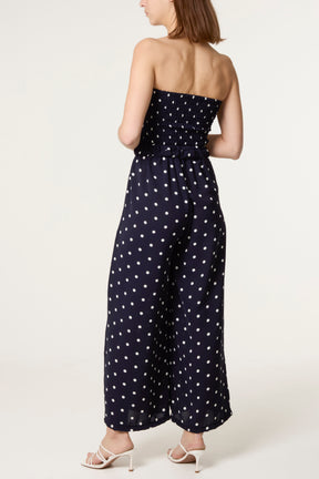 Bandeau Belted Polka Dot Jumpsuit