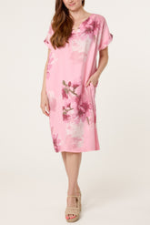 Floral Linen Tunic Mini Dress