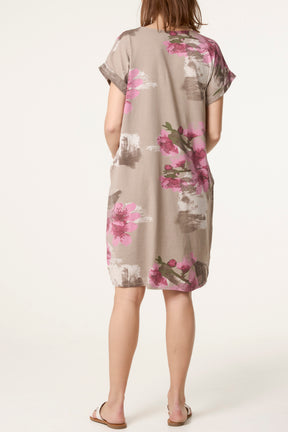 Floral Linen Tunic Mini Dress