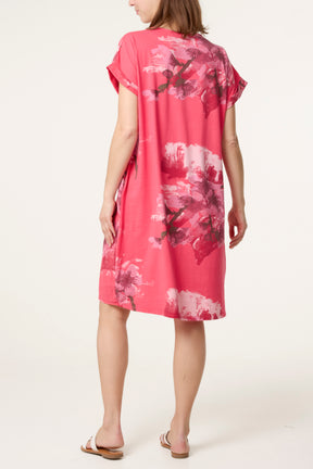 Floral Linen Tunic Mini Dress