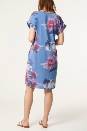 Floral Linen Tunic Mini Dress