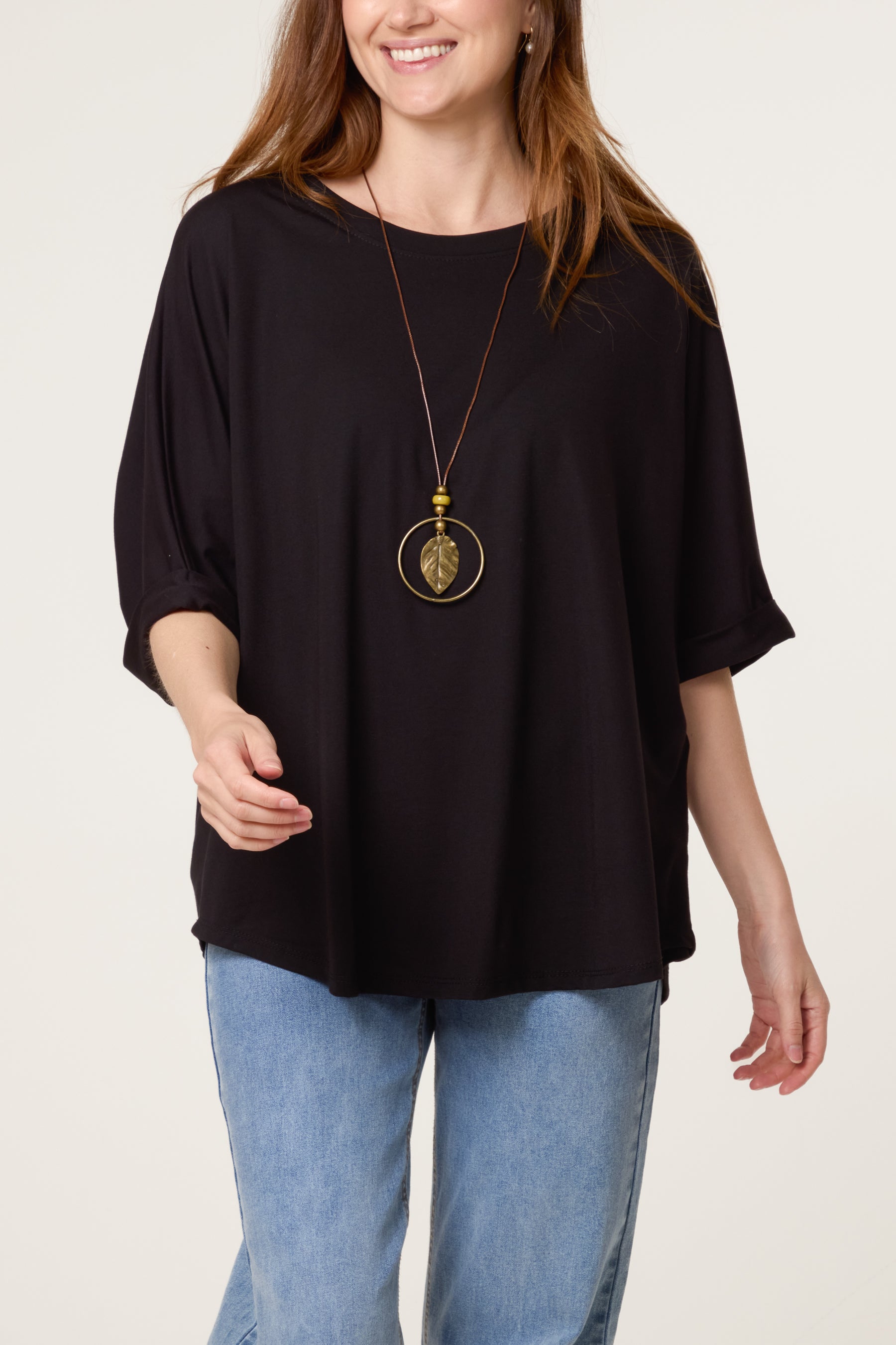 Plain Boxy Necklace T-Shirt