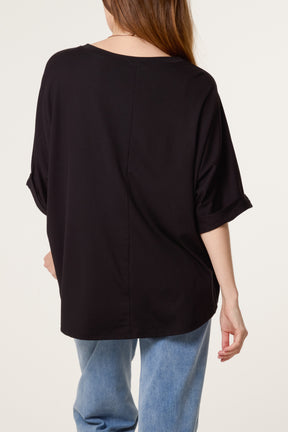 Plain Boxy Necklace T-Shirt