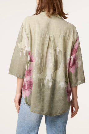 Floral Front Button Pure Cotton Blouse