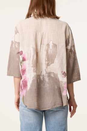 Floral Front Button Pure Cotton Blouse