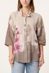 Floral Front Button Pure Cotton Blouse