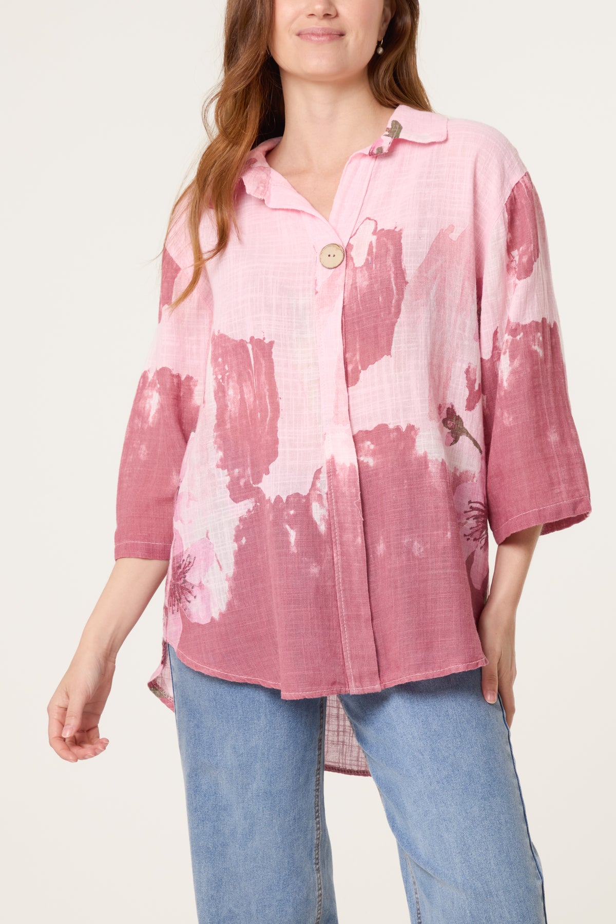 Floral Front Button Pure Cotton Blouse
