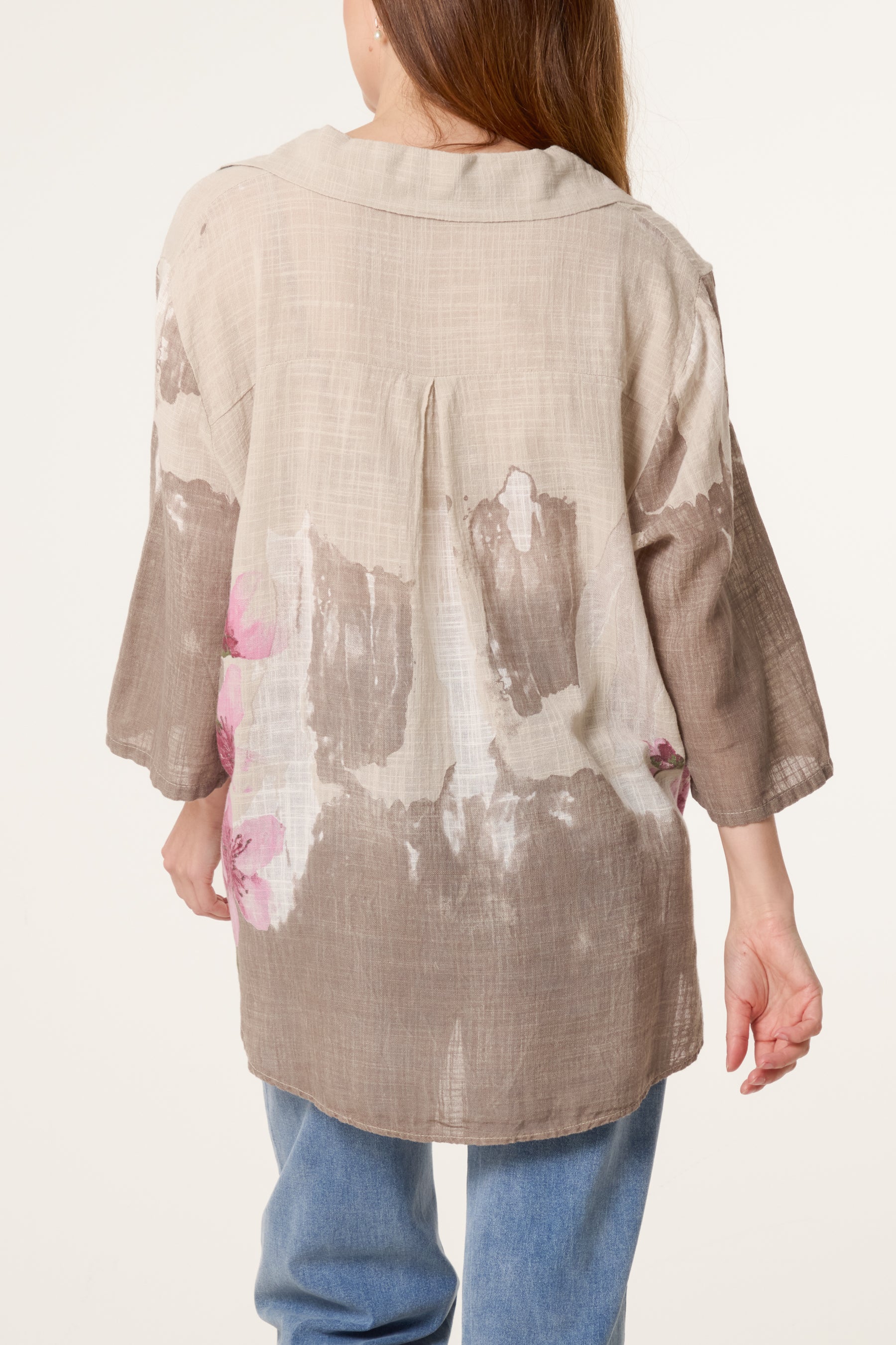 Floral Front Button Pure Cotton Blouse