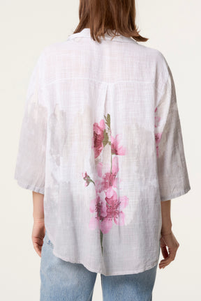 Floral Front Button Pure Cotton Blouse