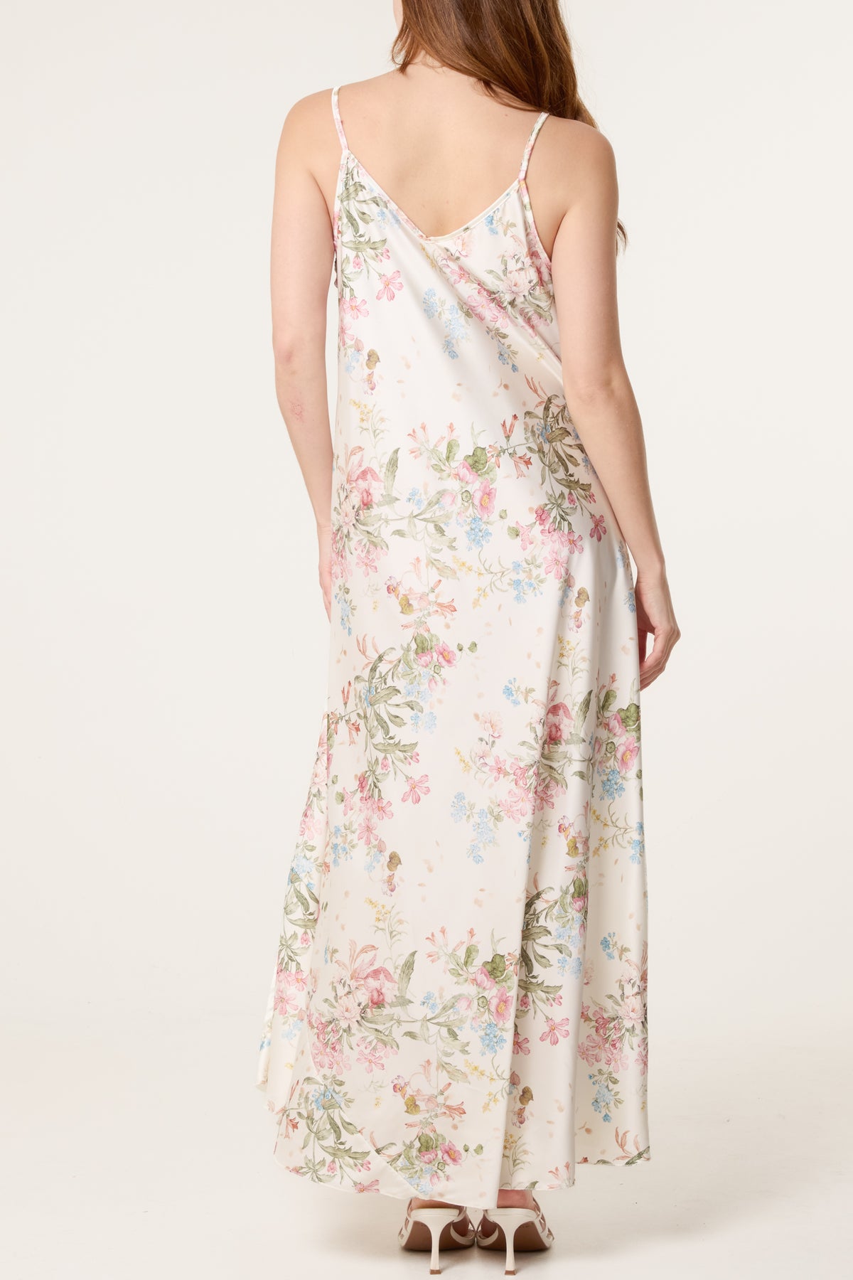 Botanical Flower Satin Cami Dress