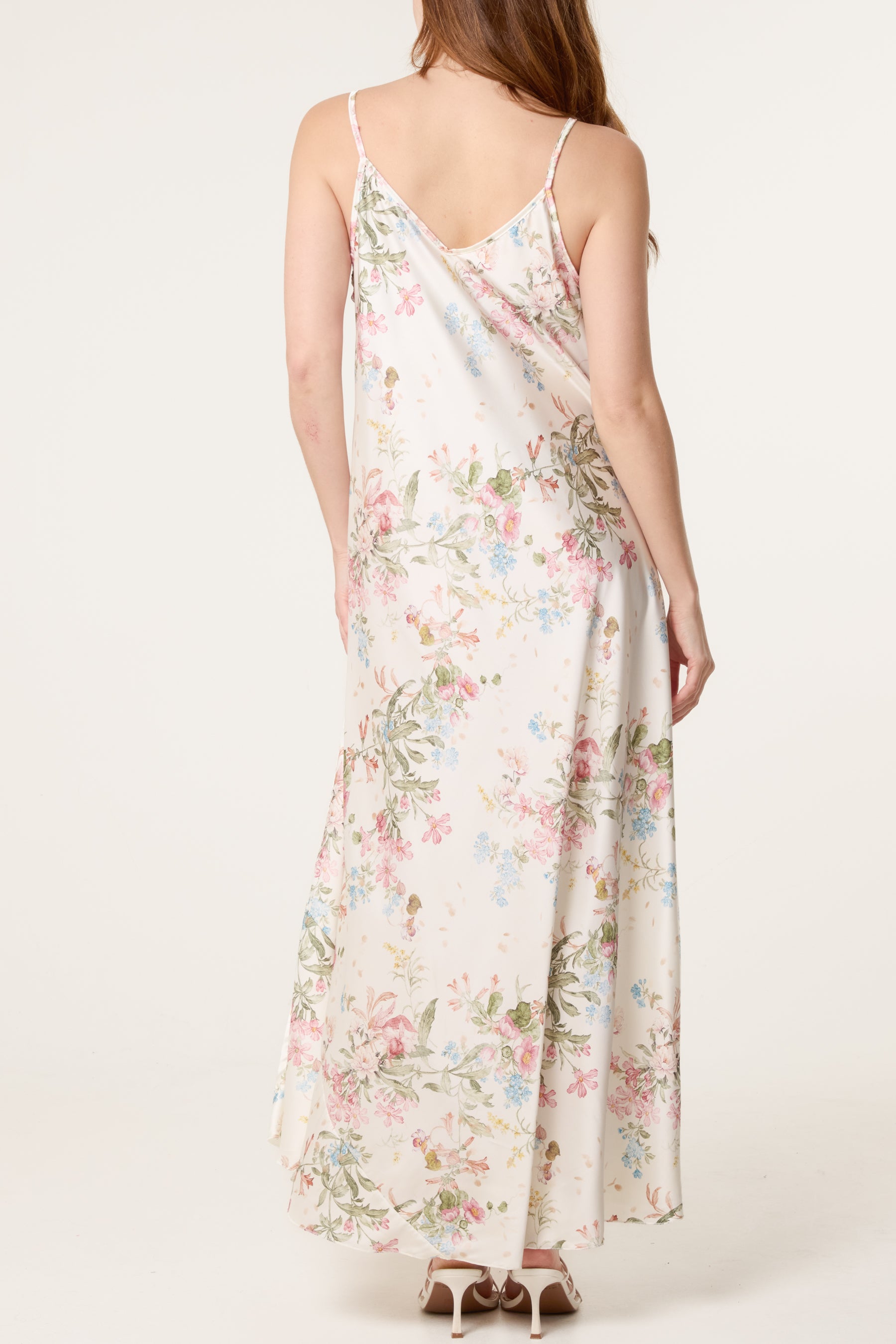 Botanical Flower Satin Cami Dress