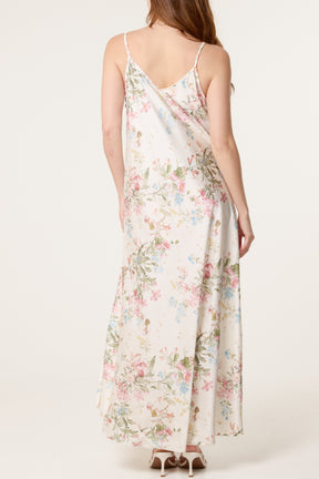 Botanical Flower Satin Cami Dress
