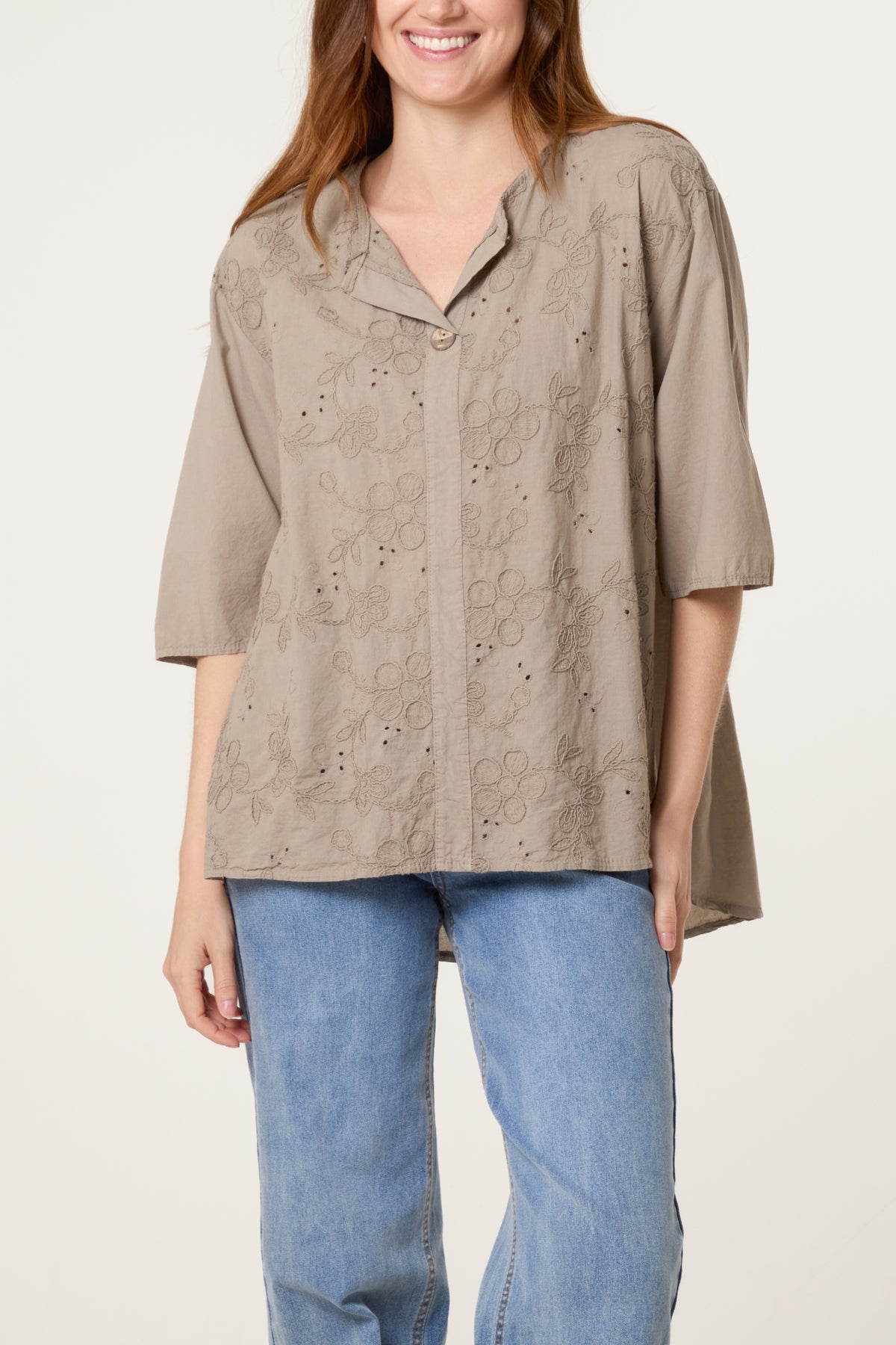 Floral Embroidered Cotton Blouse