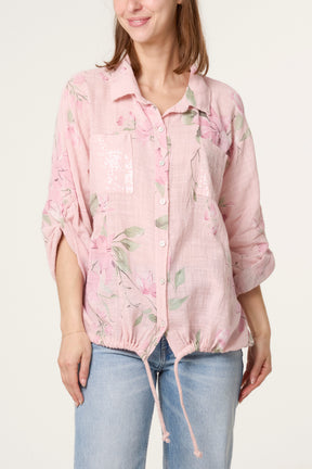 Orchid Pure Cotton Drawstring Shirt