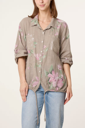 Orchid Pure Cotton Drawstring Shirt