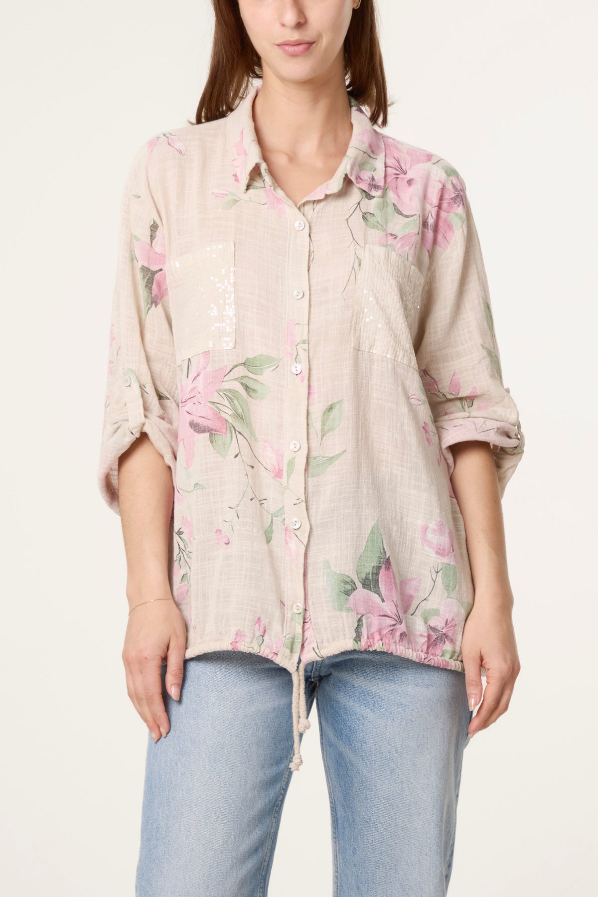 Orchid Pure Cotton Drawstring Shirt