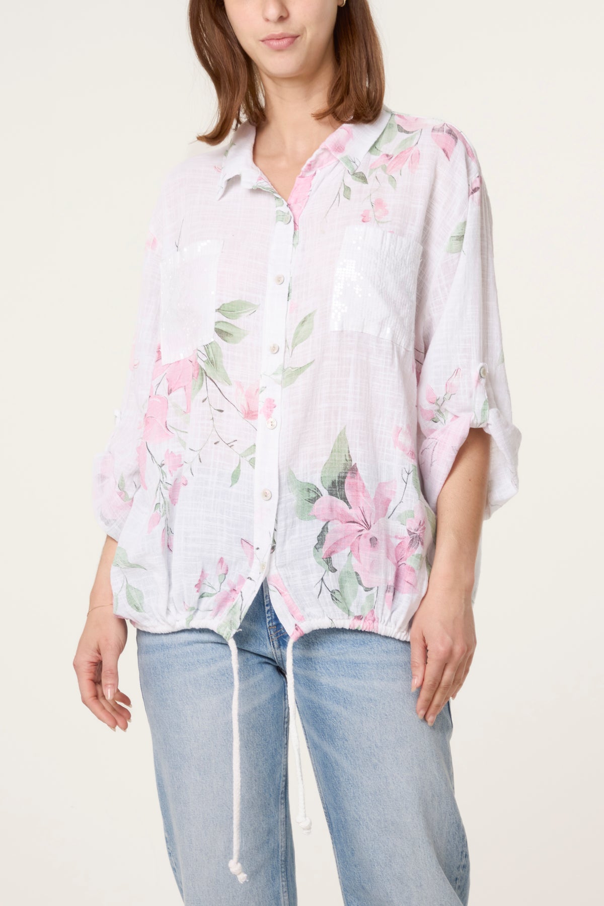 Orchid Pure Cotton Drawstring Shirt