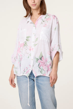 Orchid Pure Cotton Drawstring Shirt