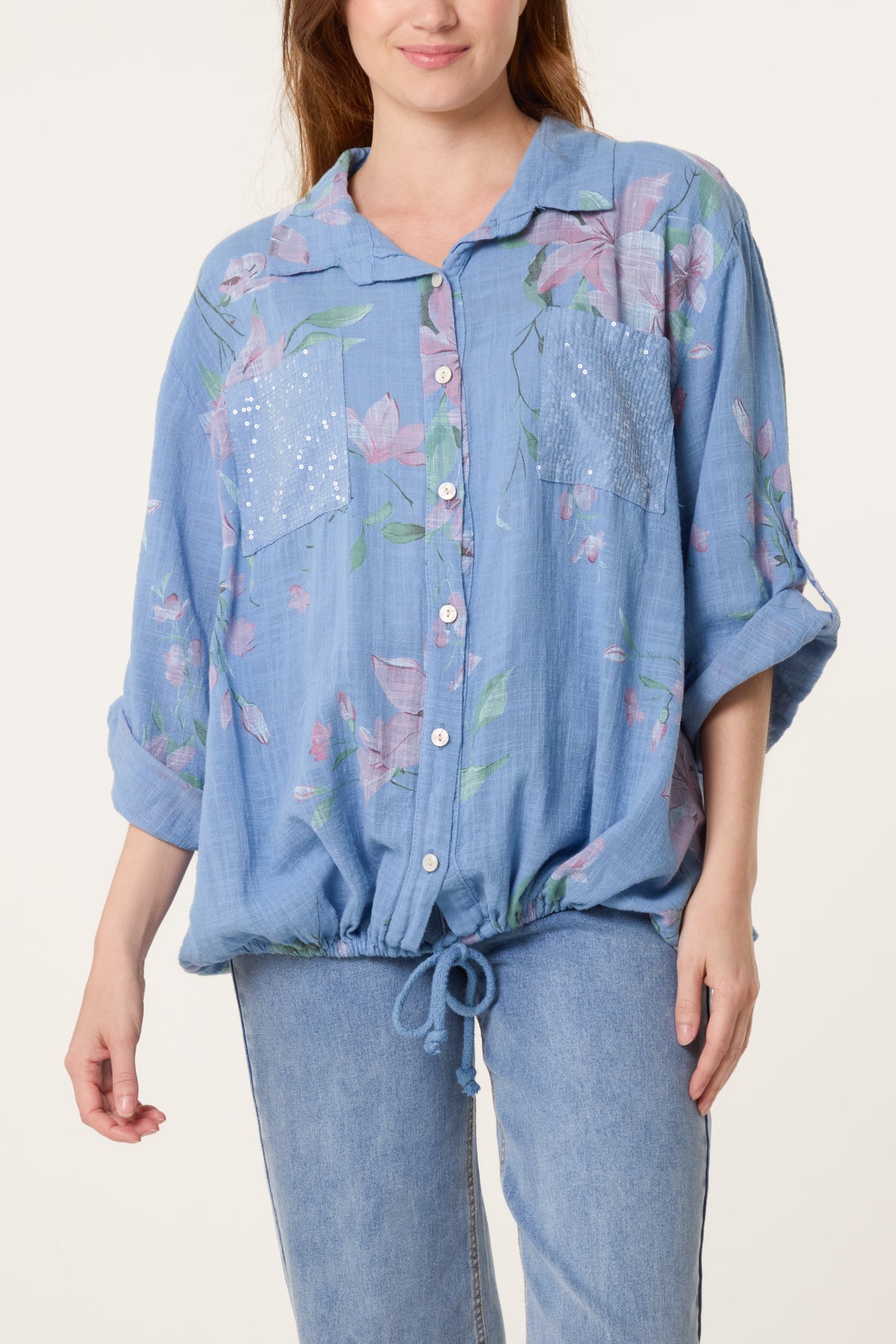 Orchid Pure Cotton Drawstring Shirt