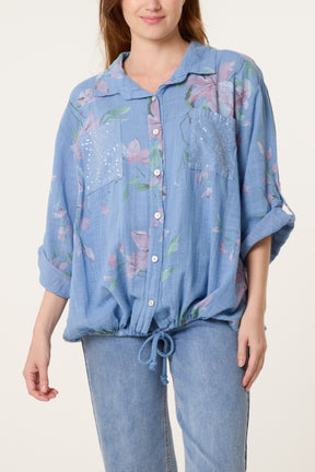 Orchid Pure Cotton Drawstring Shirt