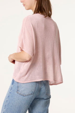 Fine Knit V-neck Short Sleeve Cardigan