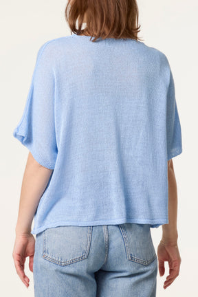 Fine Knit V-neck Short Sleeve Cardigan