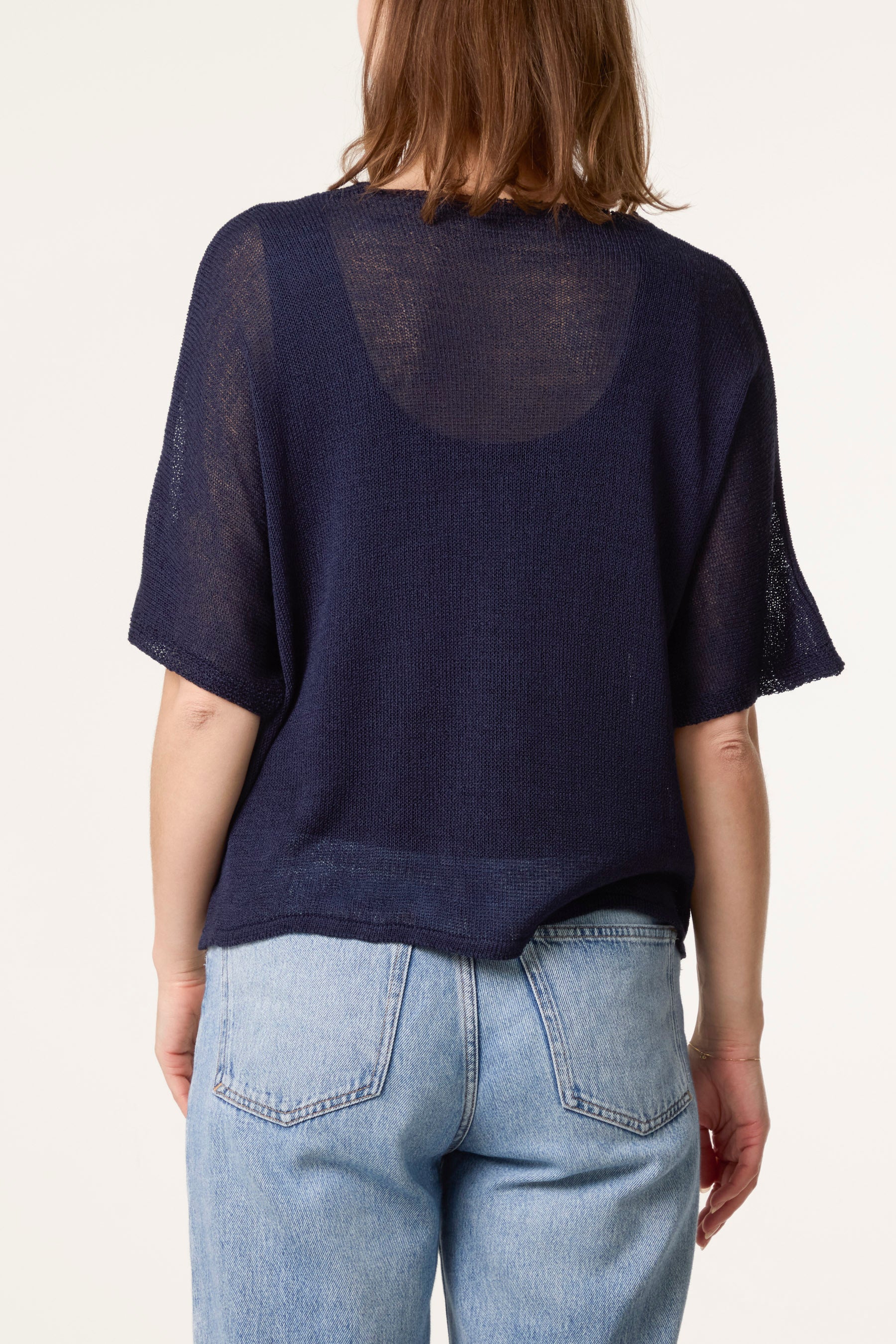 Fine Knit V-neck Short Sleeve Cardigan
