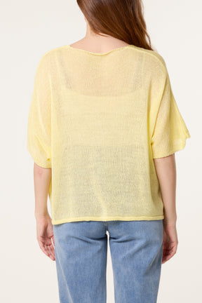 Fine Knit V-neck Short Sleeve Cardigan